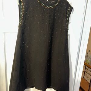 Black Sleeveless Dress with Studded Details